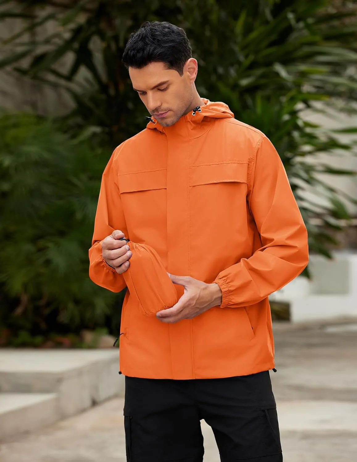 COOFANDY Men's Rain Jacket Waterproof Lightweight Windbreaker Packable Hooded Raincoat for Hiking, Cycling, Golf & Travel