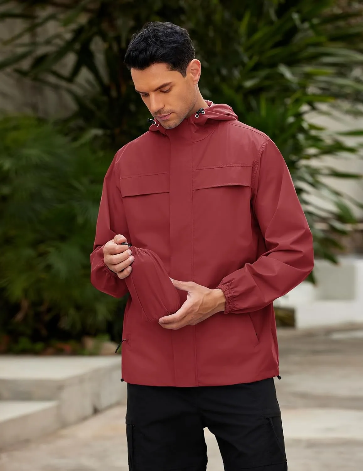COOFANDY Men's Rain Jacket Waterproof Lightweight Windbreaker Packable Hooded Raincoat for Hiking, Cycling, Golf & Travel