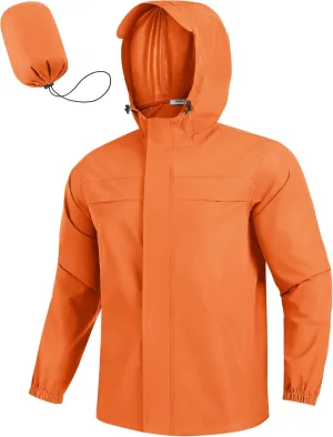COOFANDY Men's Rain Jacket Waterproof Lightweight Windbreaker Packable Hooded Raincoat for Hiking, Cycling, Golf & Travel