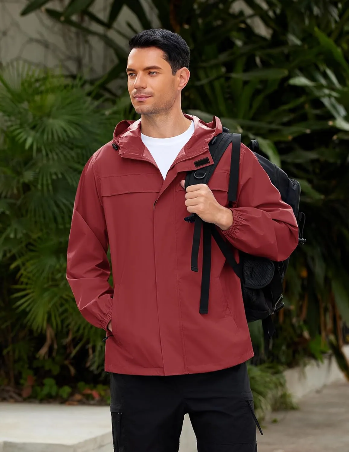 COOFANDY Men's Rain Jacket Waterproof Lightweight Windbreaker Packable Hooded Raincoat for Hiking, Cycling, Golf & Travel