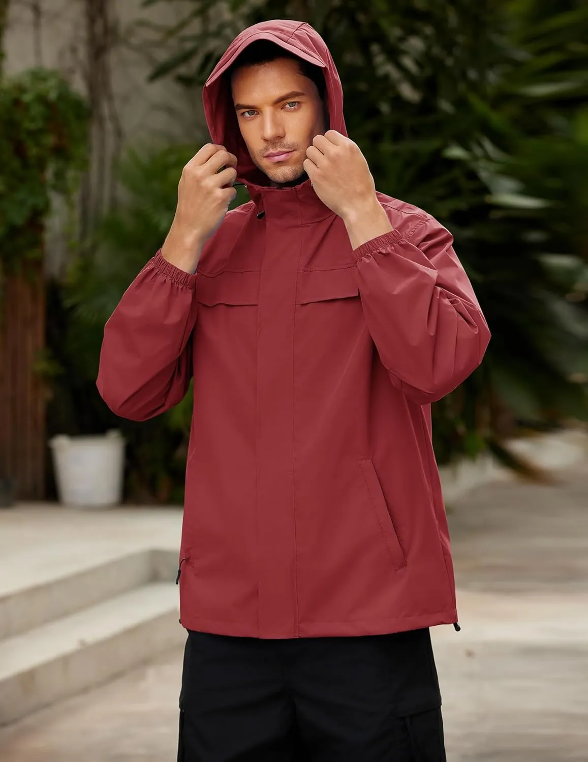 COOFANDY Men's Rain Jacket Waterproof Lightweight Windbreaker Packable Hooded Raincoat for Hiking, Cycling, Golf & Travel