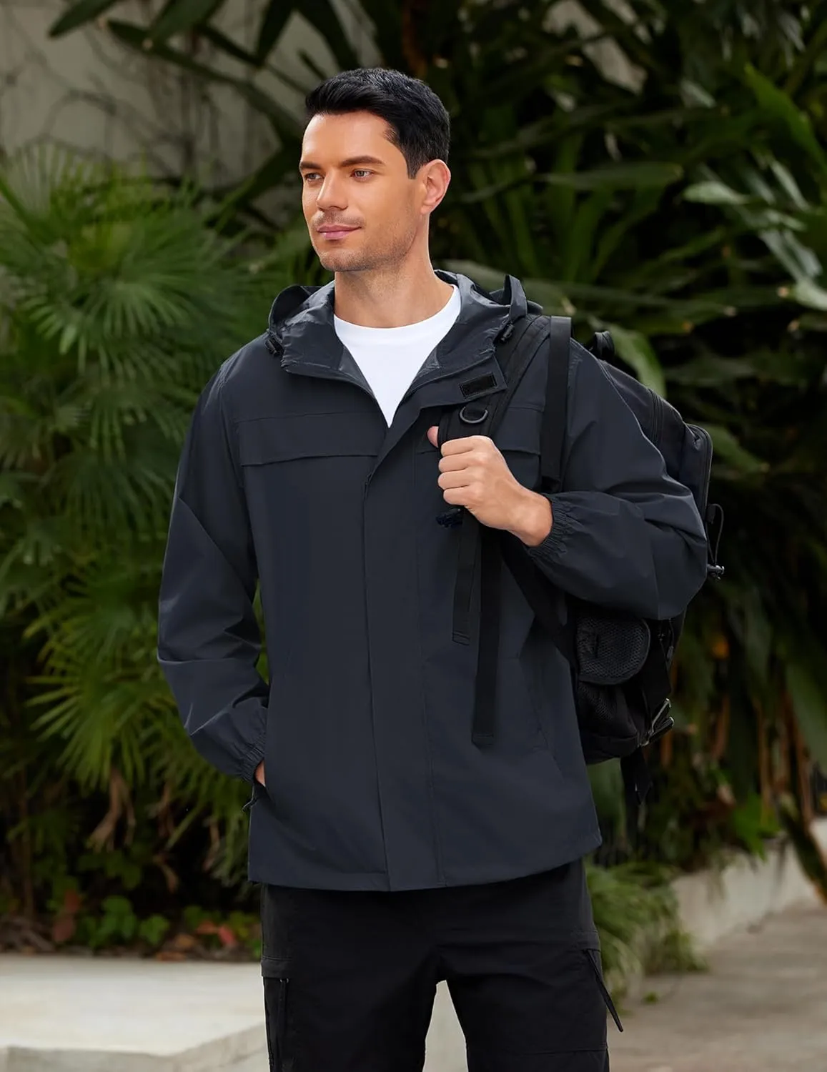 COOFANDY Men's Rain Jacket Waterproof Lightweight Windbreaker Packable Hooded Raincoat for Hiking, Cycling, Golf & Travel