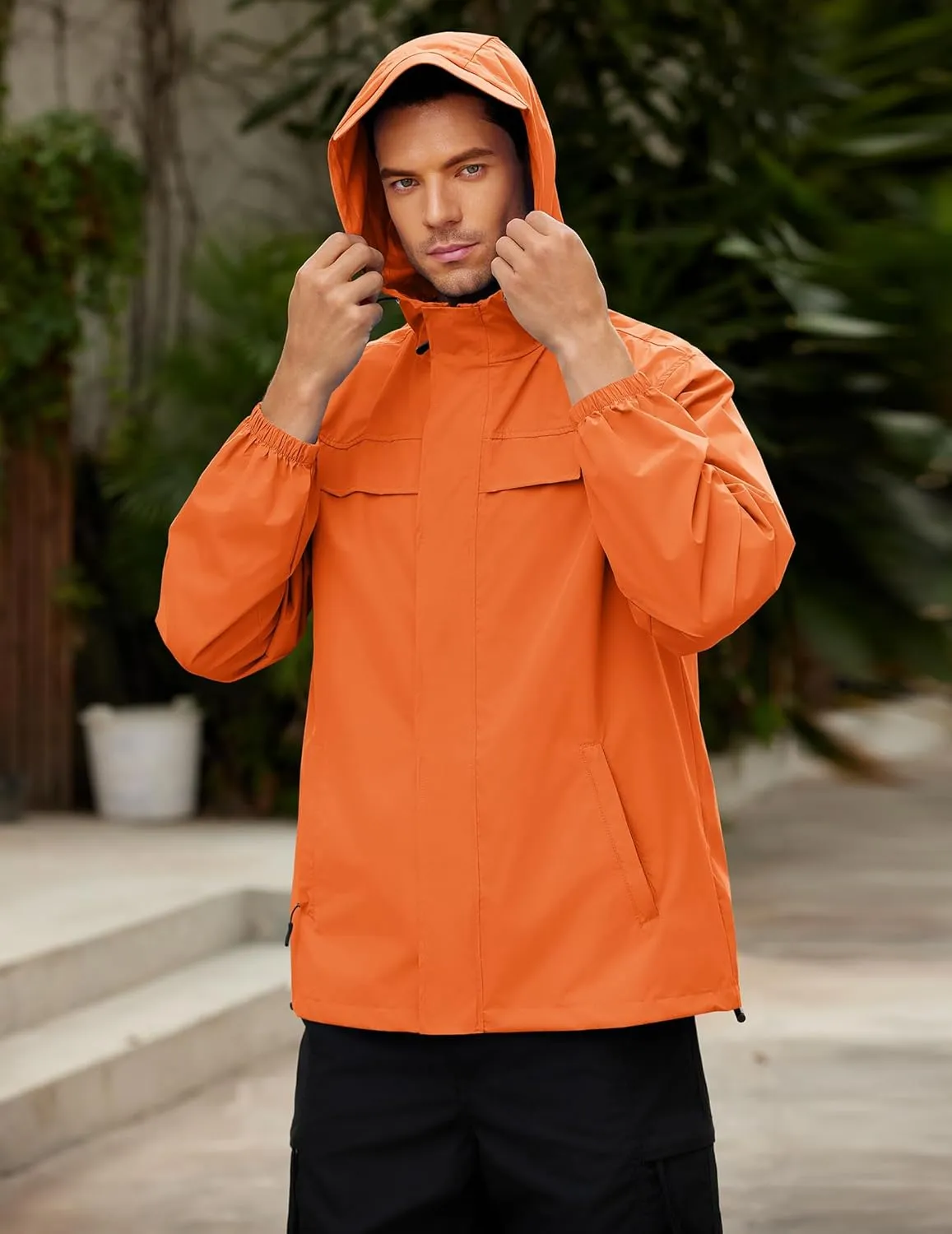 COOFANDY Men's Rain Jacket Waterproof Lightweight Windbreaker Packable Hooded Raincoat for Hiking, Cycling, Golf & Travel