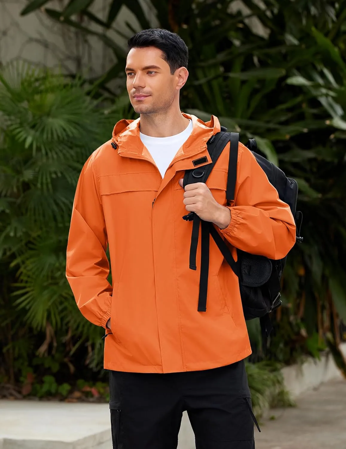 COOFANDY Men's Rain Jacket Waterproof Lightweight Windbreaker Packable Hooded Raincoat for Hiking, Cycling, Golf & Travel
