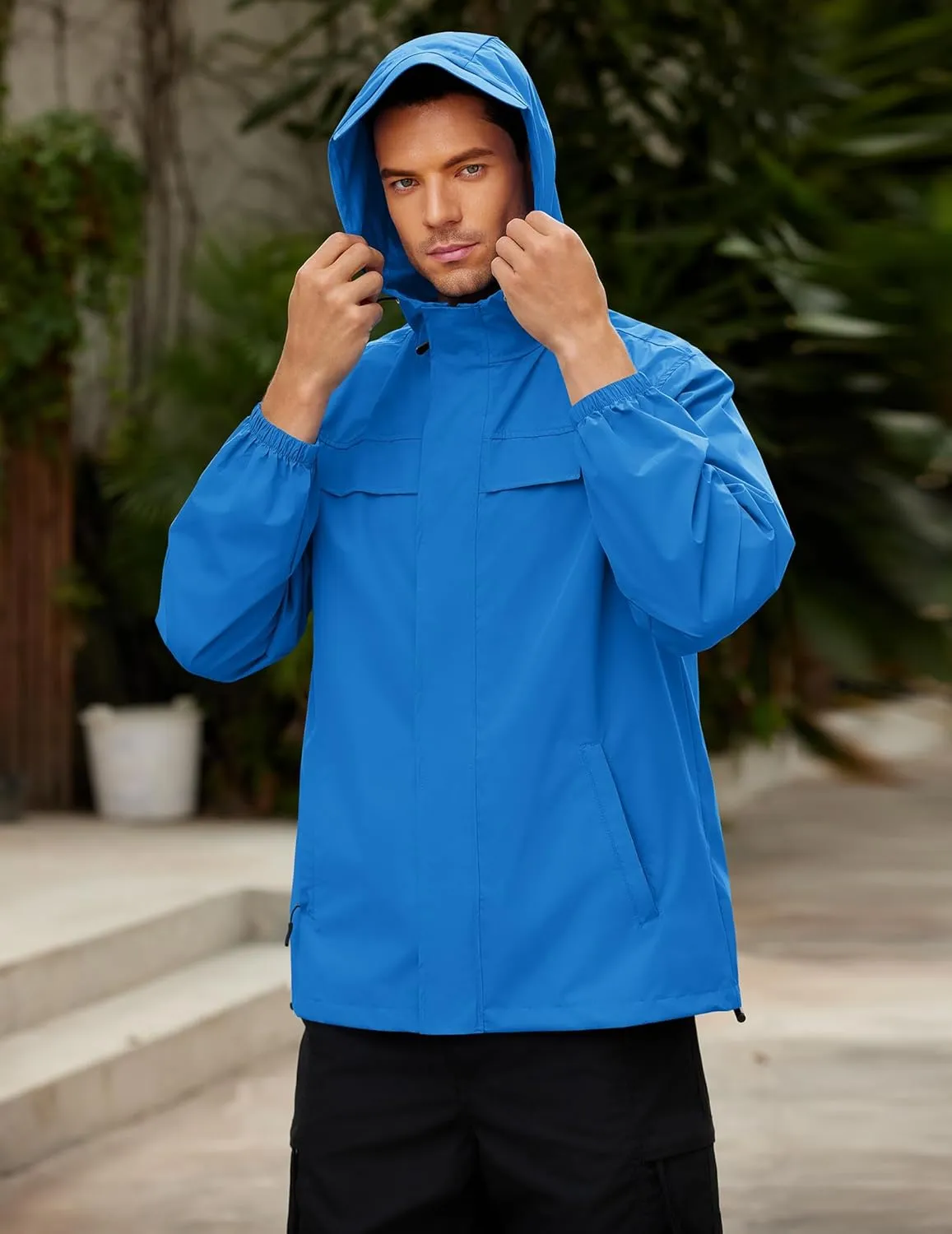 COOFANDY Men's Rain Jacket Waterproof Lightweight Windbreaker Packable Hooded Raincoat for Hiking, Cycling, Golf & Travel