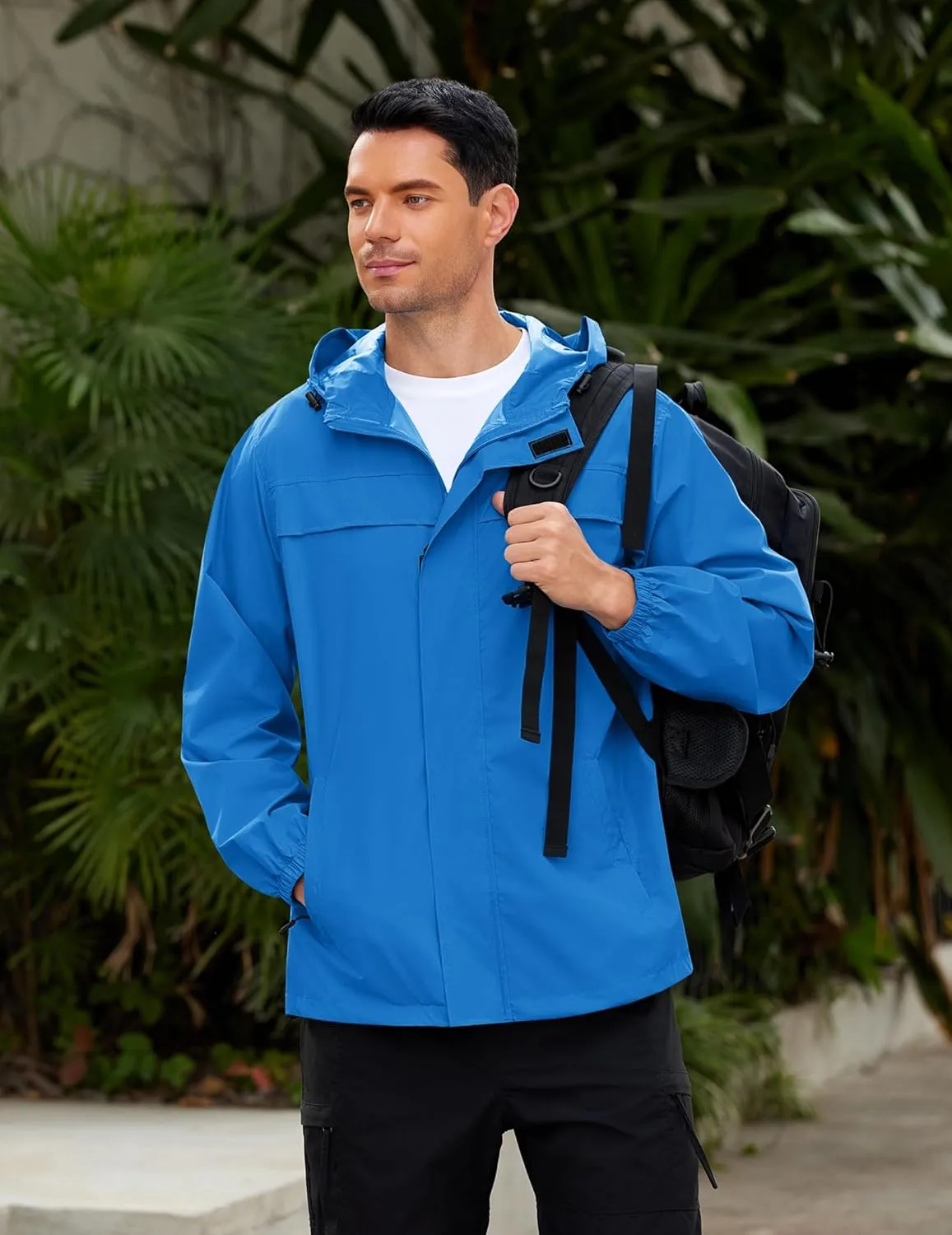 COOFANDY Men's Rain Jacket Waterproof Lightweight Windbreaker Packable Hooded Raincoat for Hiking, Cycling, Golf & Travel
