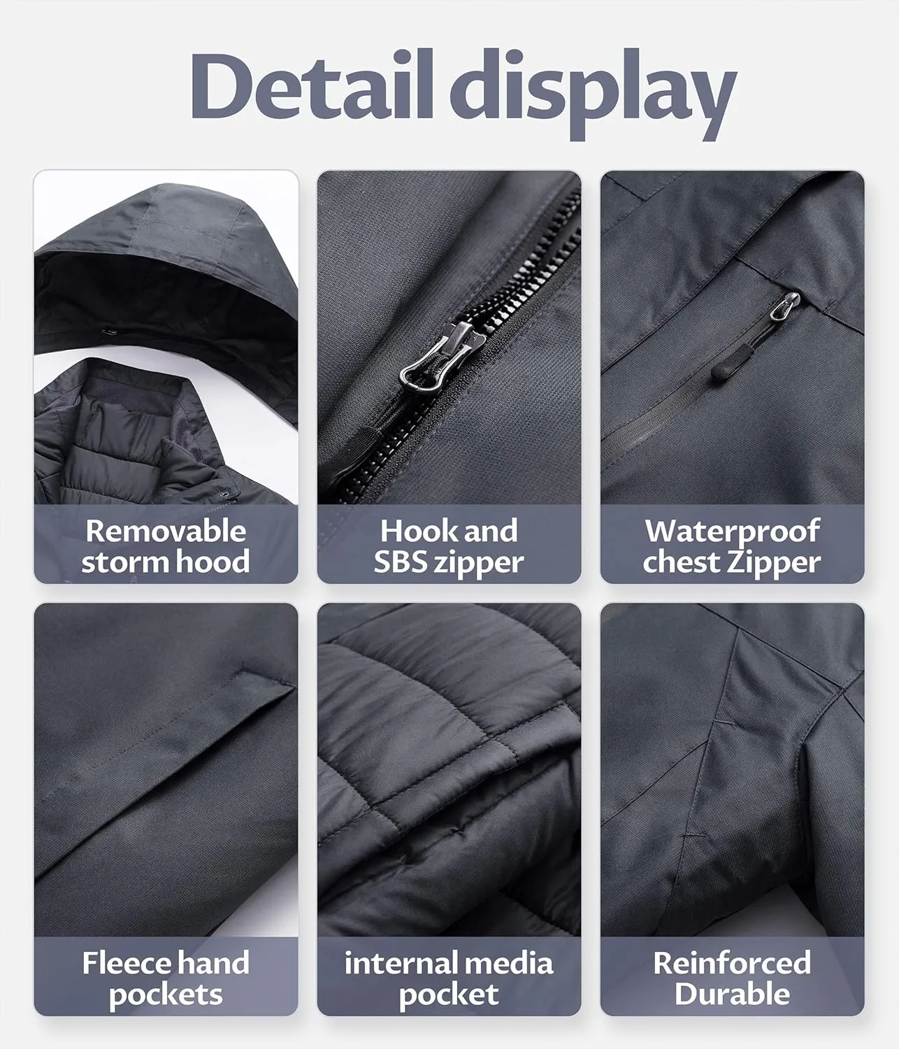 CREATMO US Women's 3 In 1 Waterproof Ski Jacket Windproof Snowboarding Jacket Warm Winter Snow Coat Raincoat