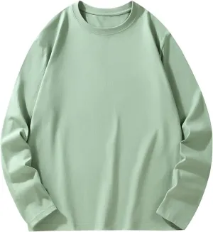 Crewneck Sweatshirts for Men Casual Stylish Long Sleeve Solid Athletic Shirts Gym Workout Tee Tops Loose Pullover
