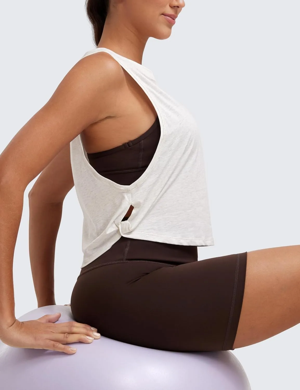 CRZ YOGA Pima Cotton Cropped Workout Tank Tops for Women - Sleeveless Sports Athletic Yoga Running Gym Crop Shirts