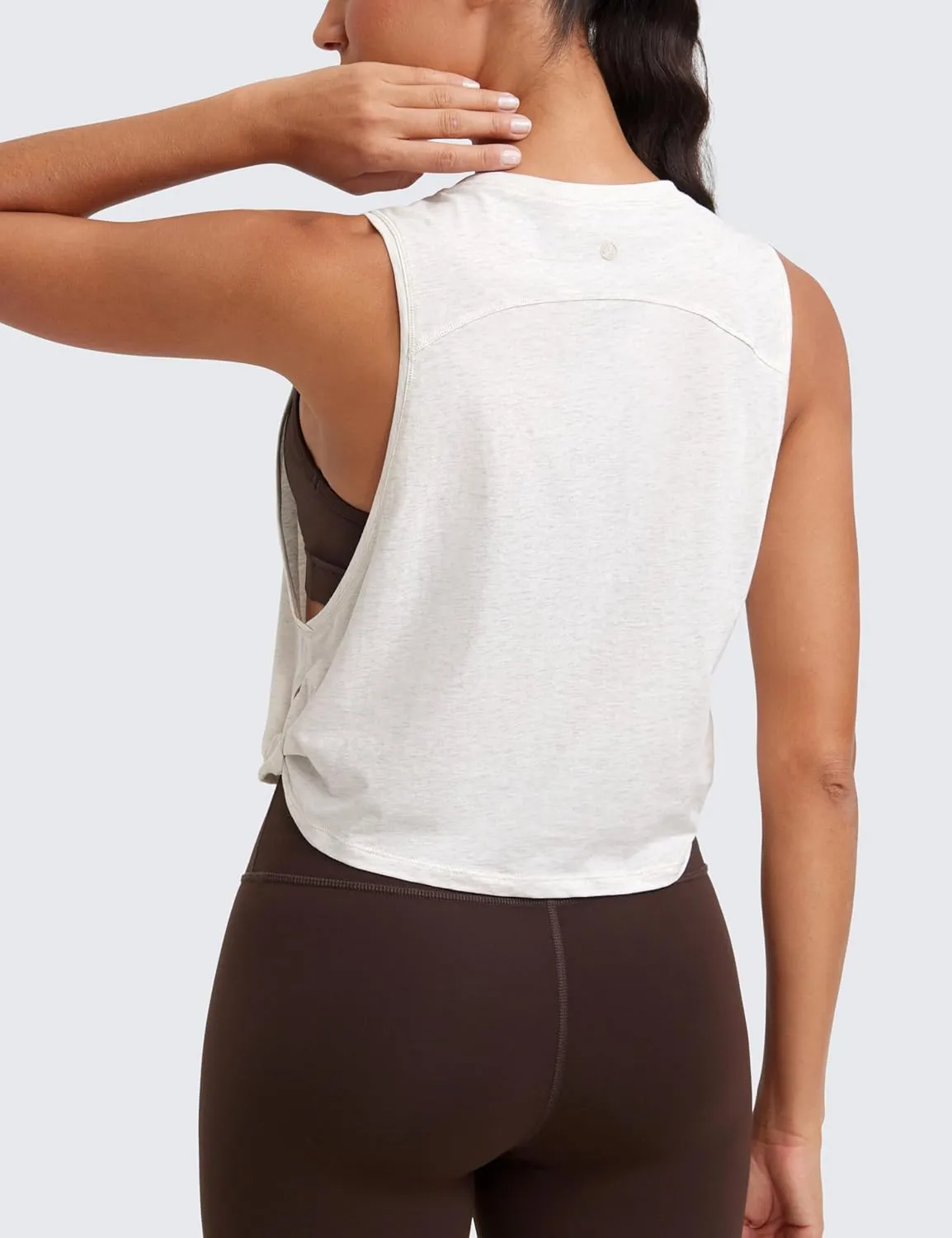 CRZ YOGA Pima Cotton Cropped Workout Tank Tops for Women - Sleeveless Sports Athletic Yoga Running Gym Crop Shirts