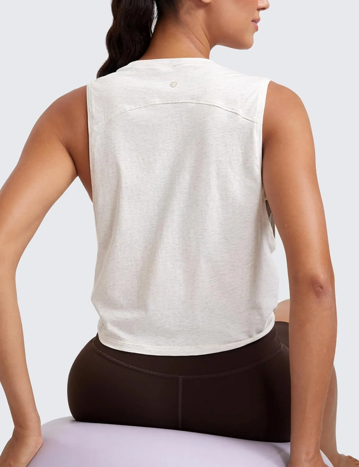 CRZ YOGA Pima Cotton Cropped Workout Tank Tops for Women - Sleeveless Sports Athletic Yoga Running Gym Crop Shirts