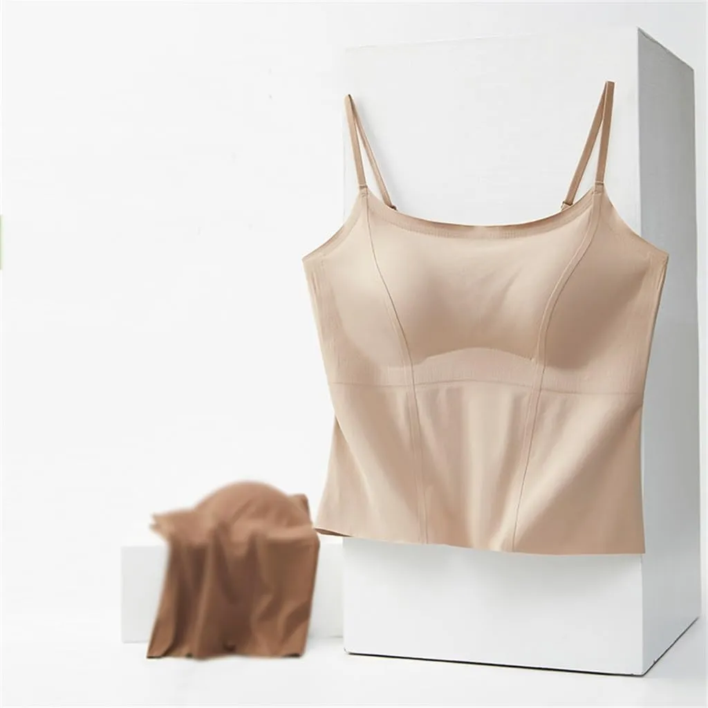 CSCDD Ice Silk Traceless Beautiful Back Camisole Vest Women's Chest Pad Strapless Bottom Top