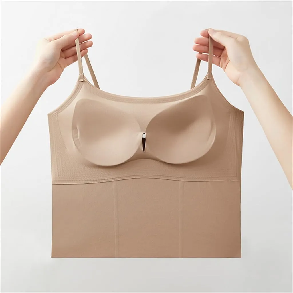 CSCDD Ice Silk Traceless Beautiful Back Camisole Vest Women's Chest Pad Strapless Bottom Top