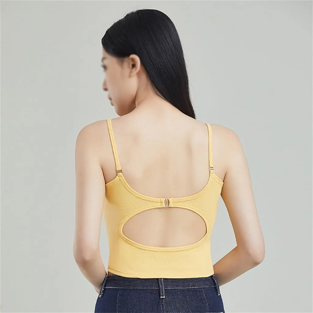 CSCDD Sexy Backless Camisole Vest for Inner and Outer Wear Wrapped Around The Chest