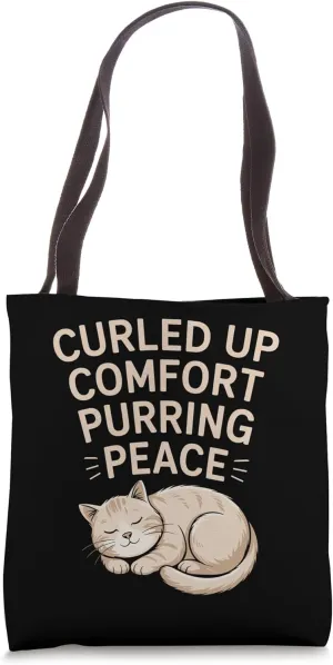 Curled Up Comfort Purring Peace Cat Lover Feline Pet Meow Tote Bag