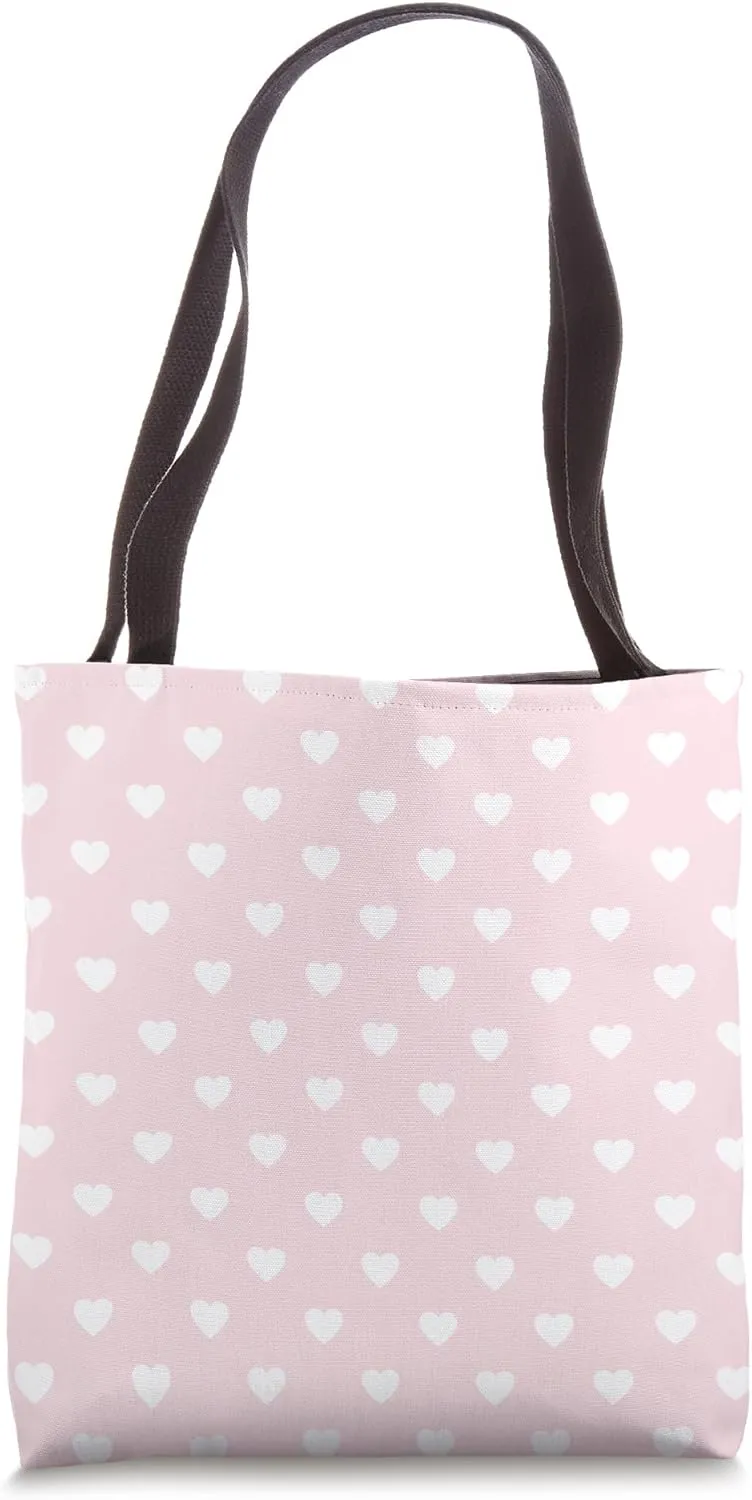 Cute Light Pink White Mini Hearts Love Pattern Minimalist Tote Bag