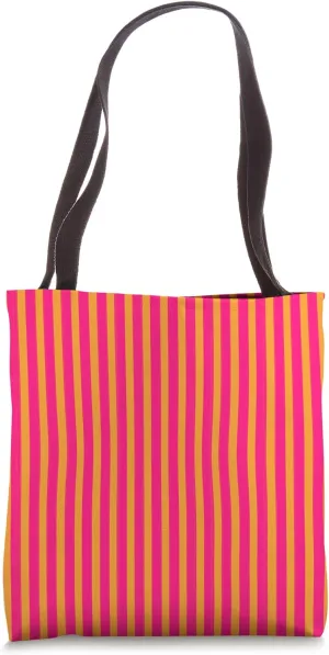 Cute Pink Orange Stripes Pattern Minimalist Tote Bag