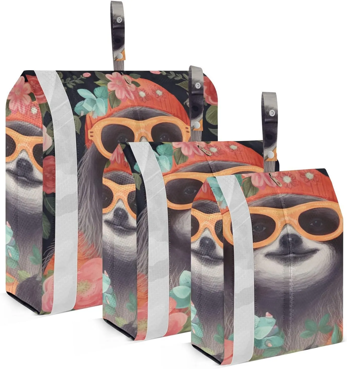 Cute Sloth Compression Packing Cubes, 3pcs Compressible Expandable Travel Packing Organizer, Travel Cubes for Suitcase Carry On