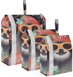 Cute Sloth Compression Packing Cubes, 3pcs Compressible Expandable Travel Packing Organizer, Travel Cubes for Suitcase Carry On