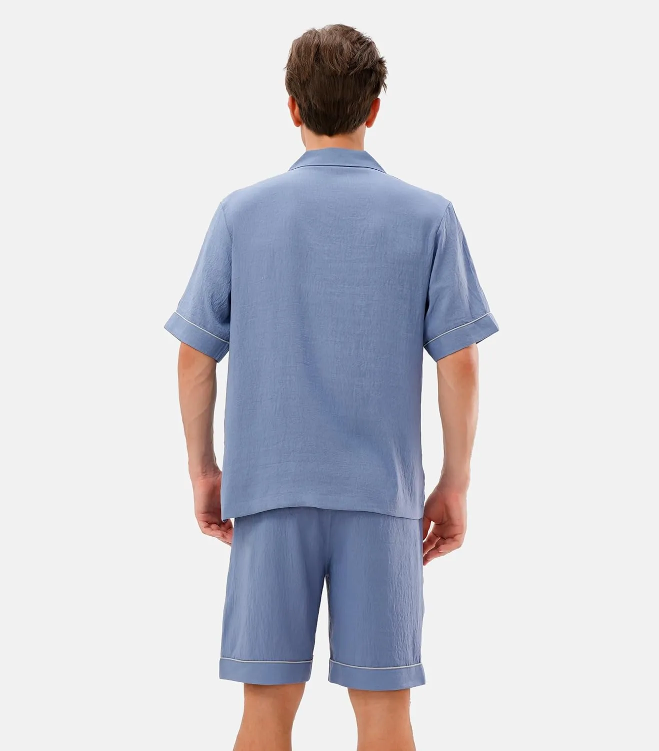 DAVID ARCHY Mens Pajamas Set Short Sleeve Summer Loungewear Soft Lightweight 2 Piece Pj Shorts Set with Pockets