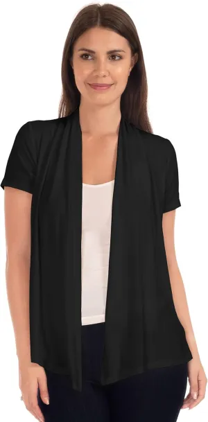 DFF Shop Women's Lightweight Open Drape Short Sleeve Cardigan (Size: S - 5X)