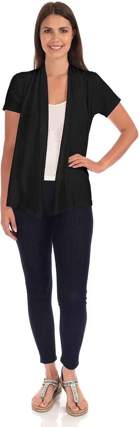 DFF Shop Women's Lightweight Open Drape Short Sleeve Cardigan (Size: S - 5X)