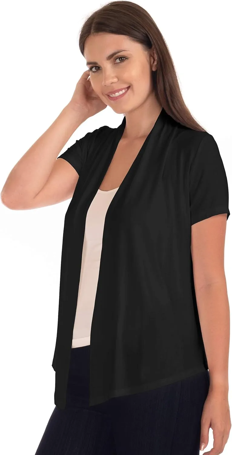 DFF Shop Women's Lightweight Open Drape Short Sleeve Cardigan (Size: S - 5X)