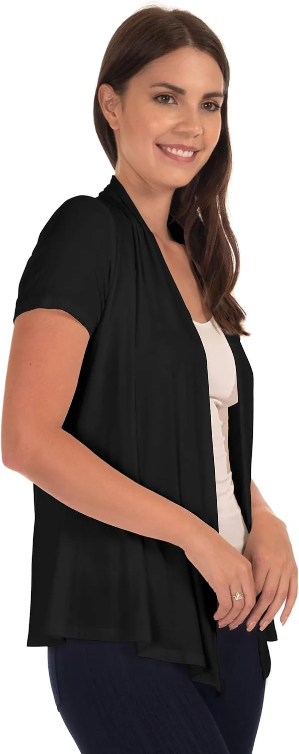 DFF Shop Women's Lightweight Open Drape Short Sleeve Cardigan (Size: S - 5X)