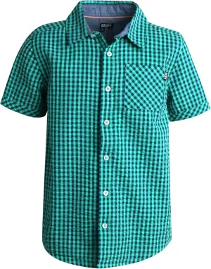 DKNY Boys' Button Down Shirt - Casual Woven Short Sleeve Collared Dress Shirt for School, Vacation and Holidays (Sizes: 4-20)