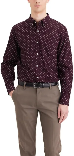 DOCKERS Mens Classic Fit Long Sleeve Signature Iron Free Shirt With Stain Defender