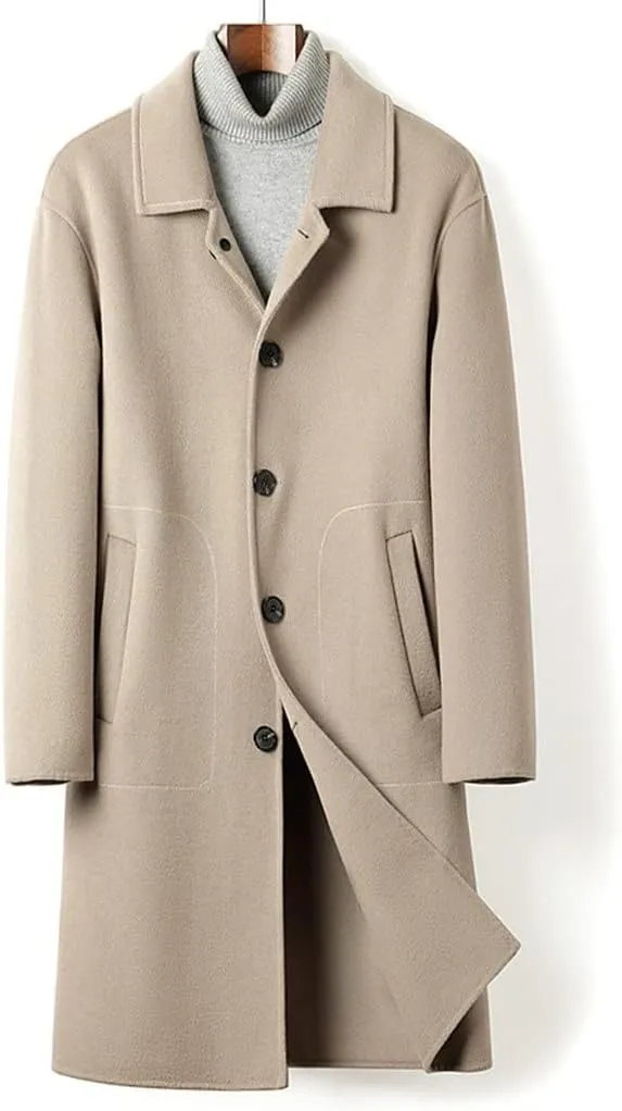 Double-sided Cashmere Long Coat Male Slim Korean Version Business Leisure Lapel Double-sided Woolen Trench Coat Male