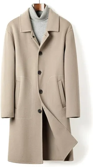 Double-sided Cashmere Long Coat Male Slim Korean Version Business Leisure Lapel Double-sided Woolen Trench Coat Male