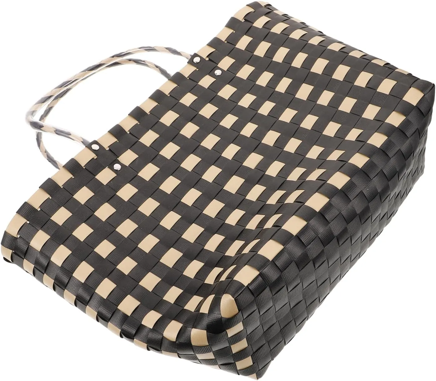 Elegant Handmade Basket Bag Large Capacity Straw Shopping Tote Comfort Handle