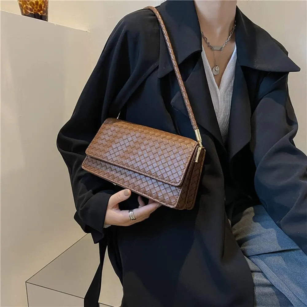 Elegant Retro Leather Shoulder Bag - Casual Underarm Satchel Handbag Purse (Brown)