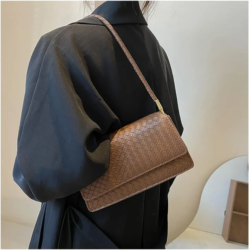 Elegant Retro Leather Shoulder Bag - Casual Underarm Satchel Handbag Purse (Brown)