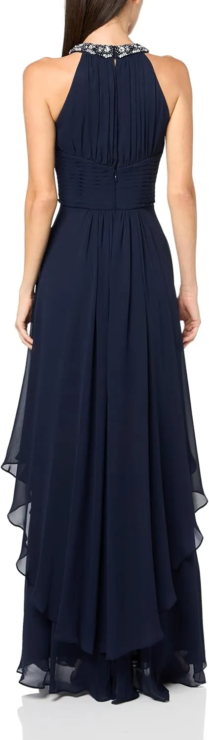 Eliza J Women's Sleeveles Halter Neck Keyhole Fit & Flare Chiffon Gown