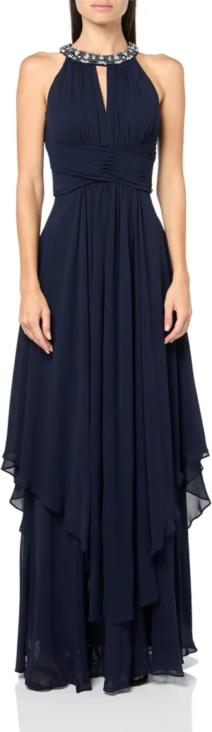Eliza J Women's Sleeveles Halter Neck Keyhole Fit & Flare Chiffon Gown