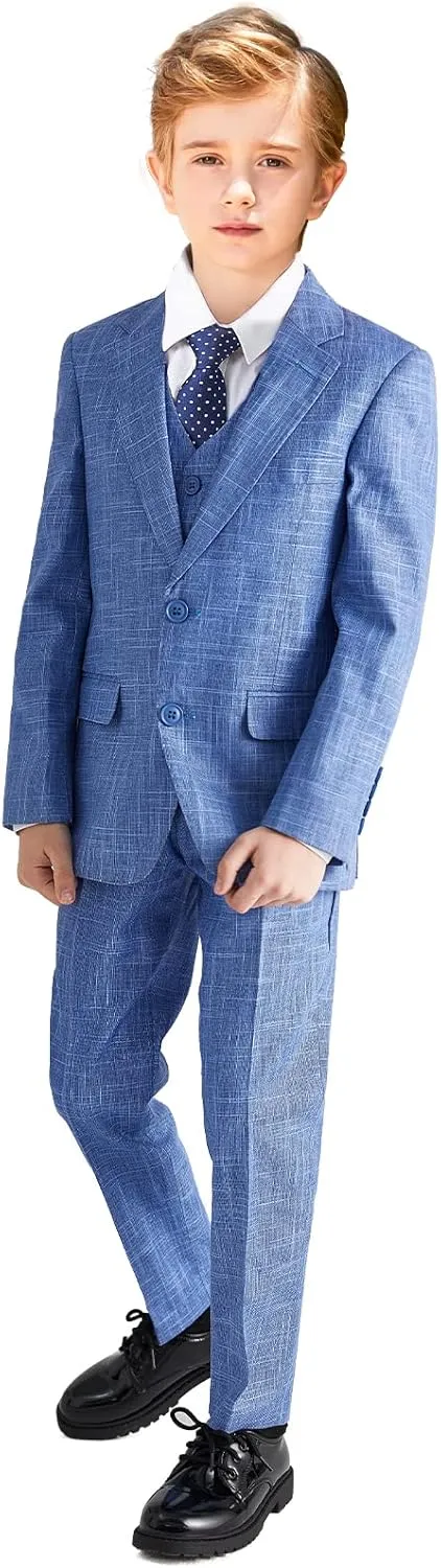 ELPA ELPA Boys Suit Linen, Boys Slim Fit Suit for Kids, Toddlers & Teens, Adjustable Waist for Wedding, Church, Family Party