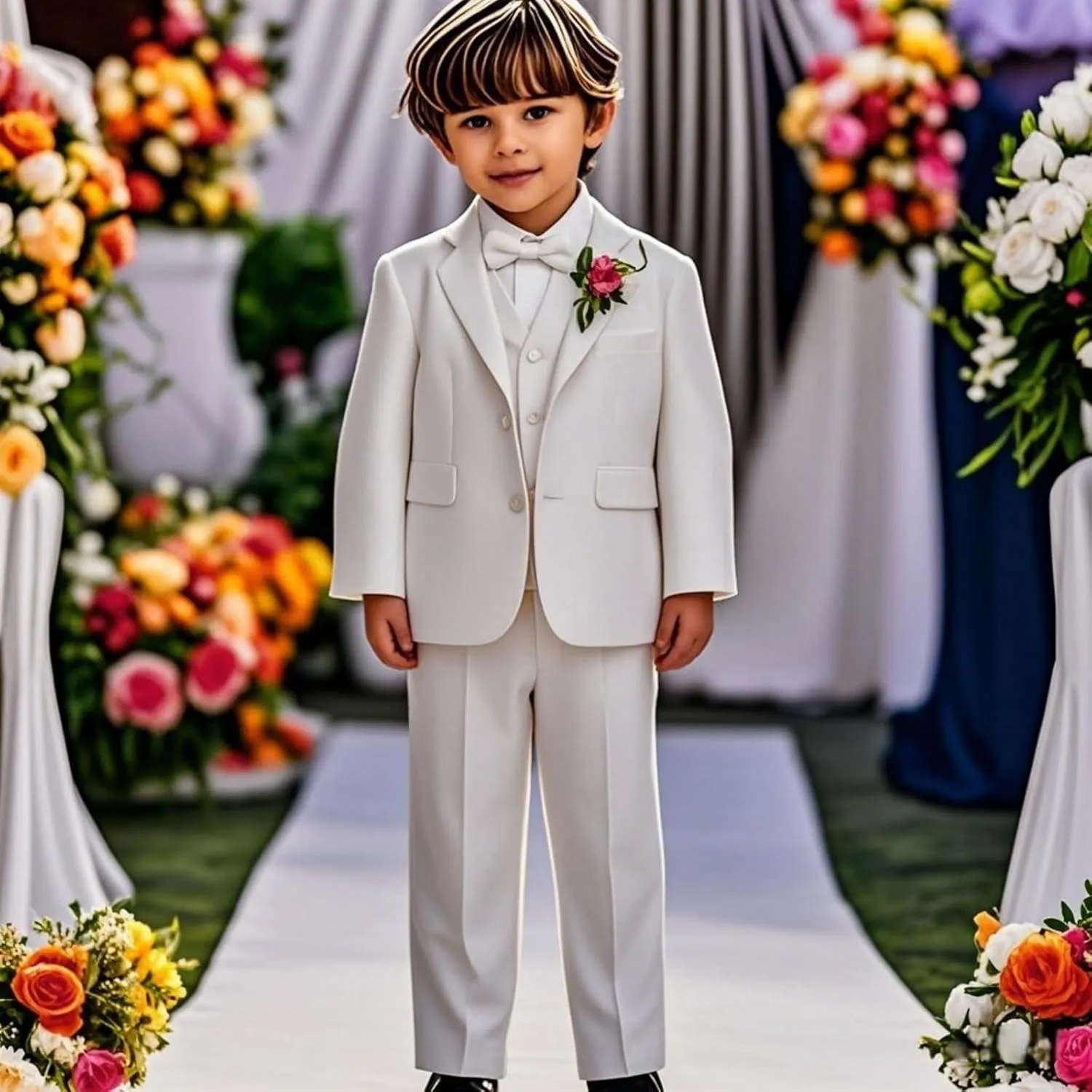 ELPA ELPA Boys Suit Linen, Boys Slim Fit Suit for Kids, Toddlers & Teens, Adjustable Waist for Wedding, Church, Family Party