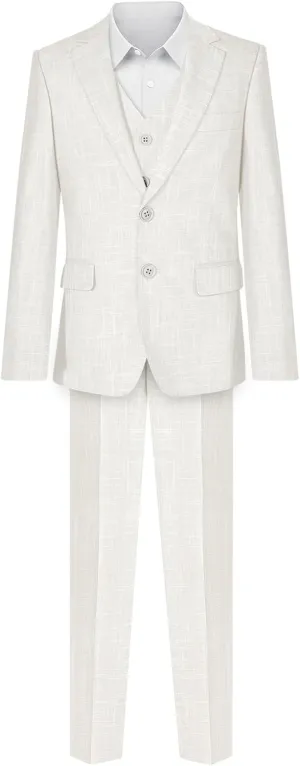 ELPA ELPA Boys Suit Linen, Boys Slim Fit Suit for Kids, Toddlers & Teens, Adjustable Waist for Wedding, Church, Family Party