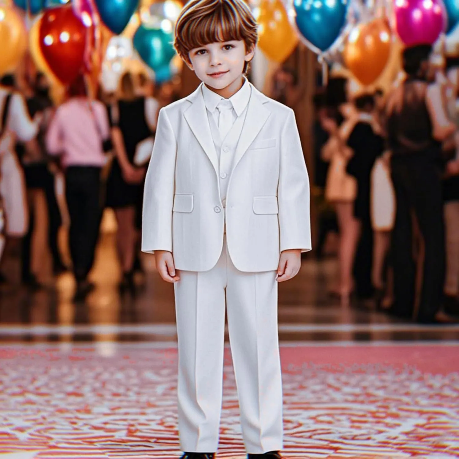 ELPA ELPA Boys Suit Linen, Boys Slim Fit Suit for Kids, Toddlers & Teens, Adjustable Waist for Wedding, Church, Family Party