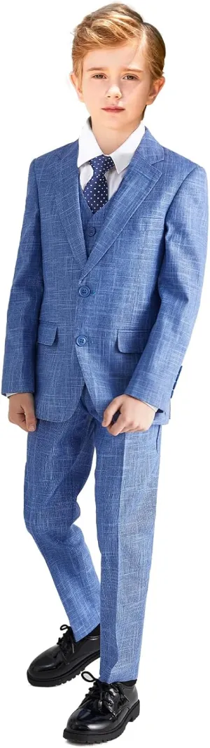 ELPA ELPA Boys Suit Linen, Boys Slim Fit Suit for Kids, Toddlers & Teens, Adjustable Waist for Wedding, Church, Family Party