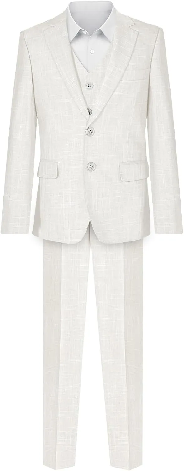ELPA ELPA Boys Suit Linen, Boys Slim Fit Suit for Kids, Toddlers & Teens, Adjustable Waist for Wedding, Church, Family Party