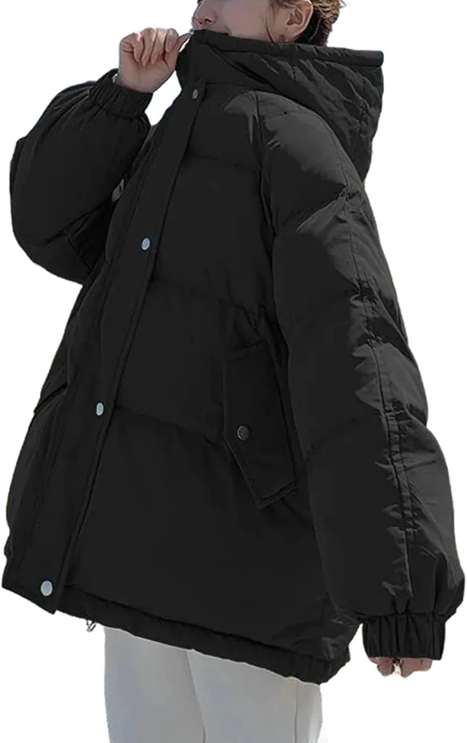 Fahsion Hooded Oversize Jacket Women Overcoat Winter Thick Down Cotton Padded Coat Female Casual Loose Short Parkas