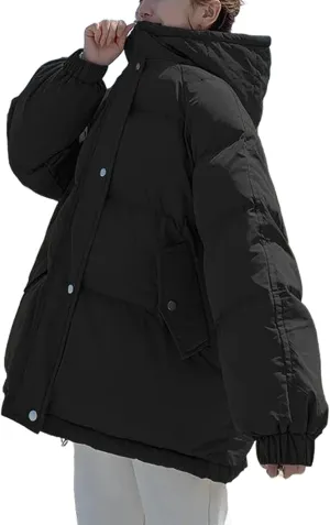 Fahsion Hooded Oversize Jacket Women Overcoat Winter Thick Down Cotton Padded Coat Female Casual Loose Short Parkas