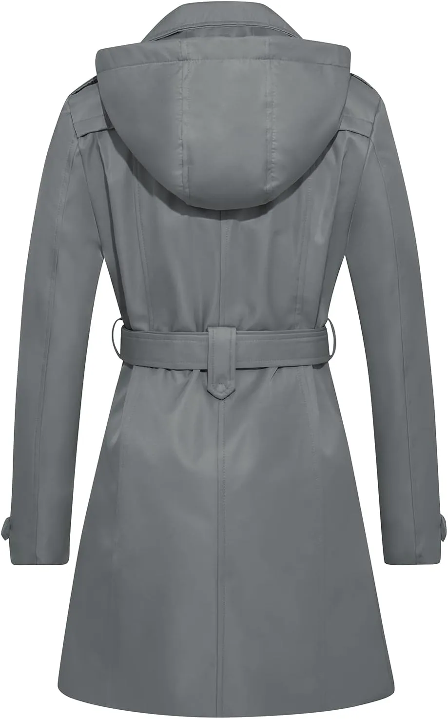 FARVALUE Women's Waterproof Trench Coat Double Breasted Windbreaker Classic Belted Lapel Overcoat with Removable Hood