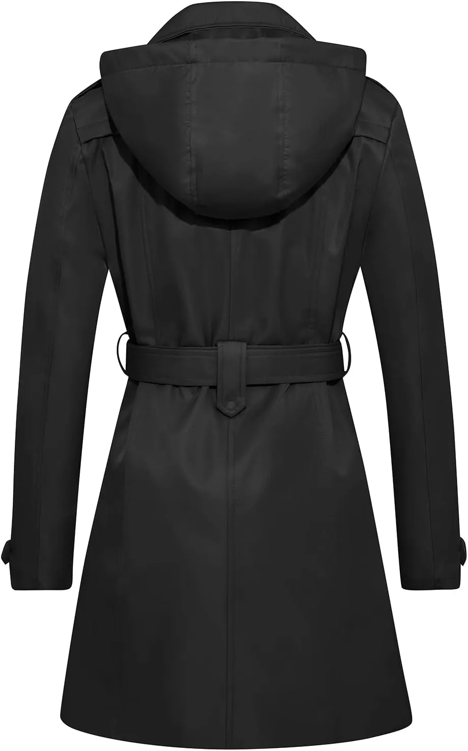FARVALUE Women's Waterproof Trench Coat Double Breasted Windbreaker Classic Belted Lapel Overcoat with Removable Hood