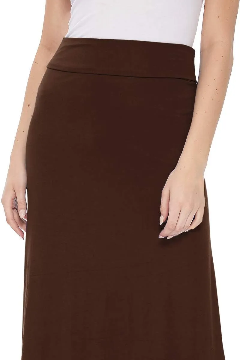 FashionJOA Women's Stretchy Flowy Maxi Skirt with Elastic Waistband for Comfort and Style