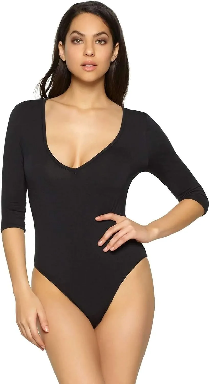 Felina womens Loungewear Modal Deep V Neck Bodysuit