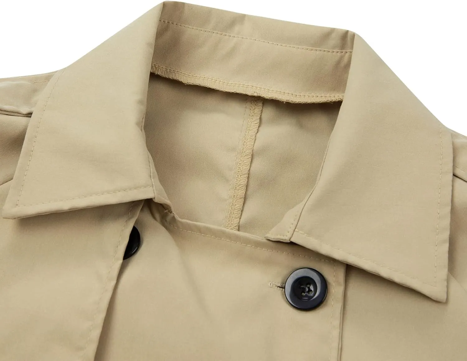 FEORJGP Women Casual Long Trench Coat Jacket Lapel Double Breasted Slim Coat Long Sleeve Overcoat with Belt Windproof Outwear